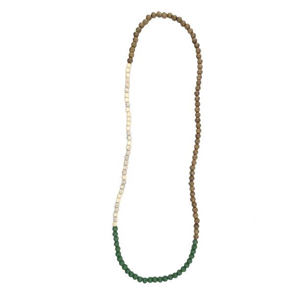 Zoda Bead Timber Necklace - Green & Brown
