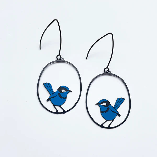 Denz - Midi Wren earrings in Blue/Black
