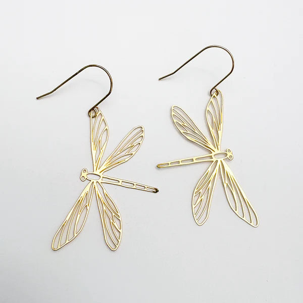 Denz - Dragonfly earrings in Gold