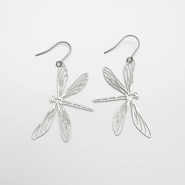 Denz - Dragonfly earrings in Silver