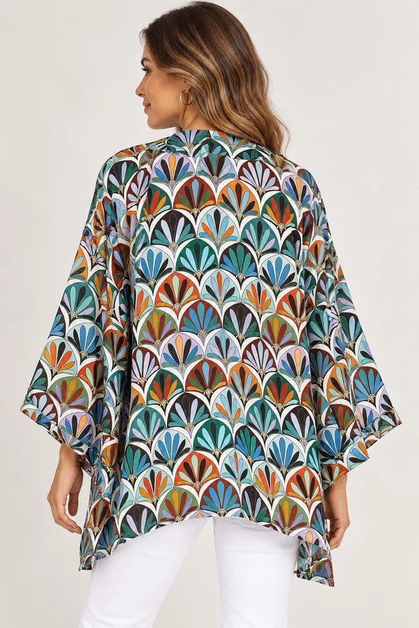 Namaskar Australia - Deco Fan Cotton Muslin Short Kimono
