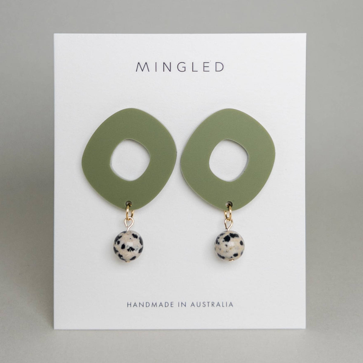 Mingled - Luna Drop Earrings - Olive Green