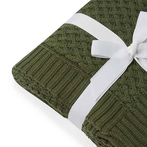 Snuggle Hunny - Olive Diamond Knit Organic Blanket