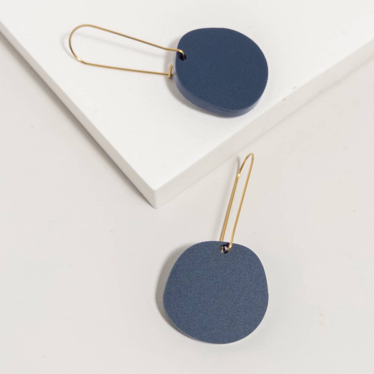 Mingled - Organic Dangle Earrings - Dark Blue