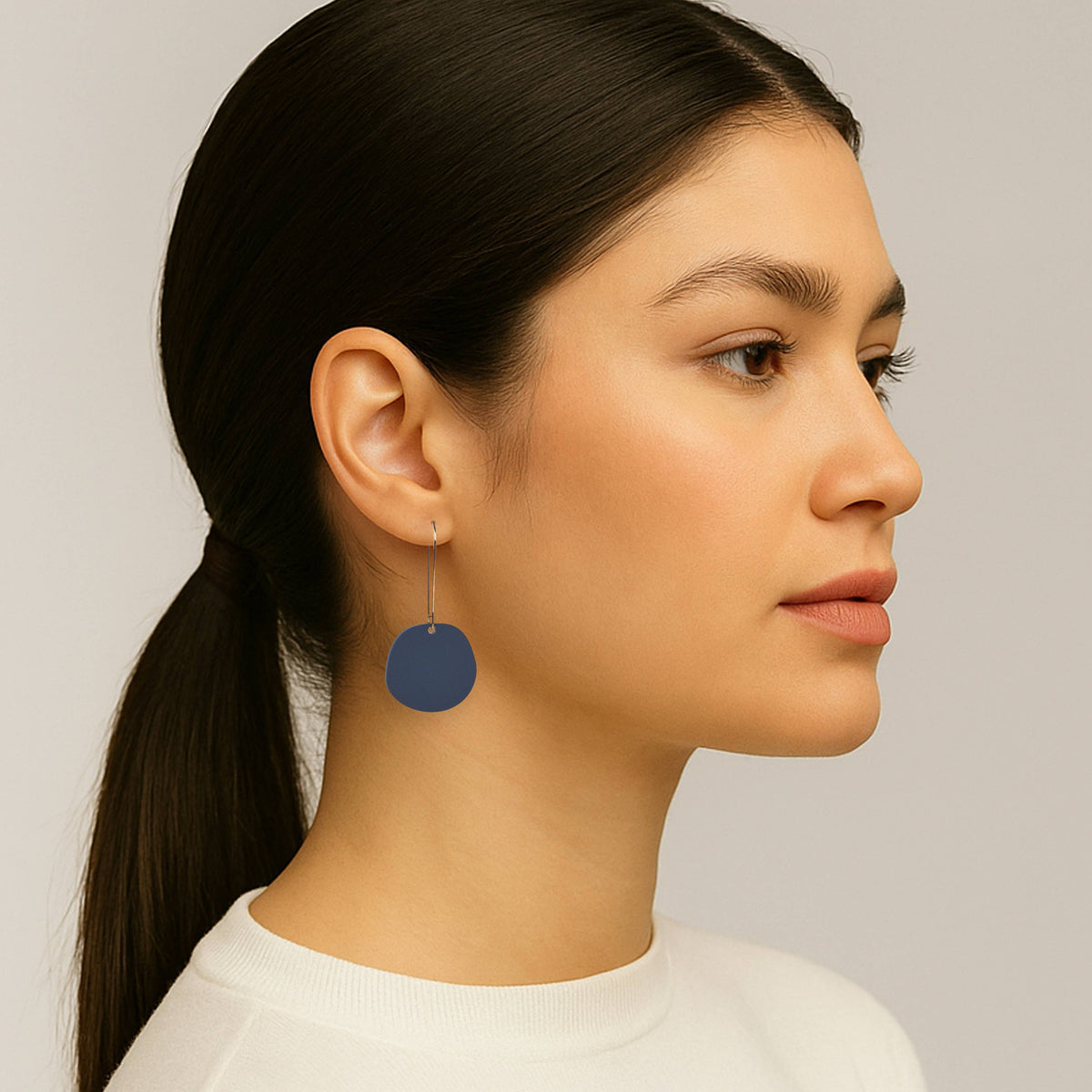 Mingled - Organic Dangle Earrings - Dark Blue