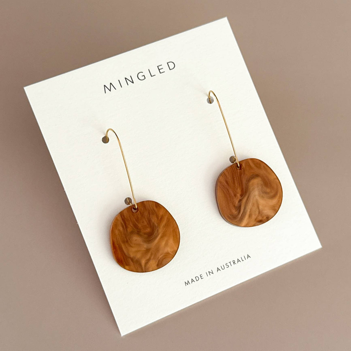 Mingled - Organic Dangle Earrings - Caramel