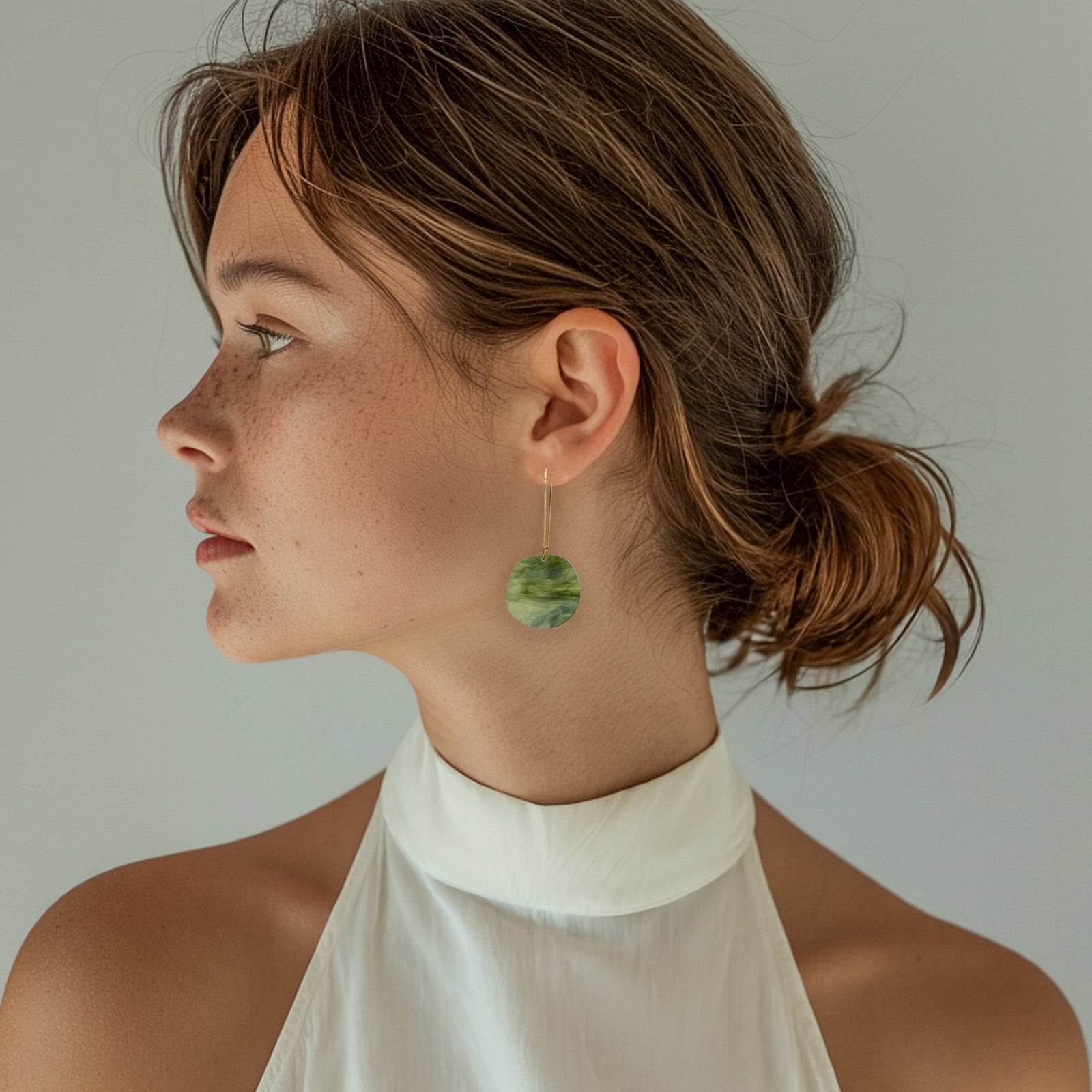 Mingled - Organic Dangle Earrings - Moss