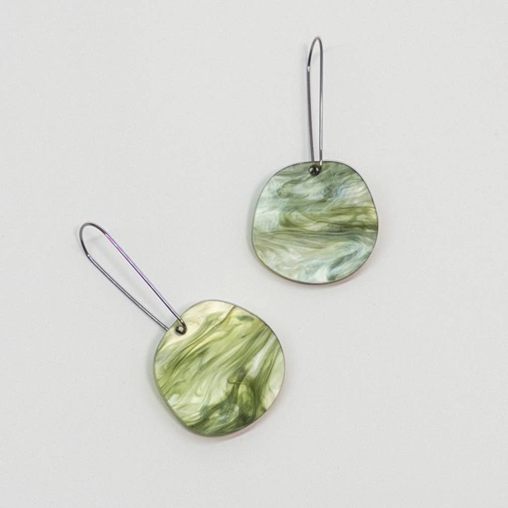 Mingled - Organic Dangle Earrings - Moss
