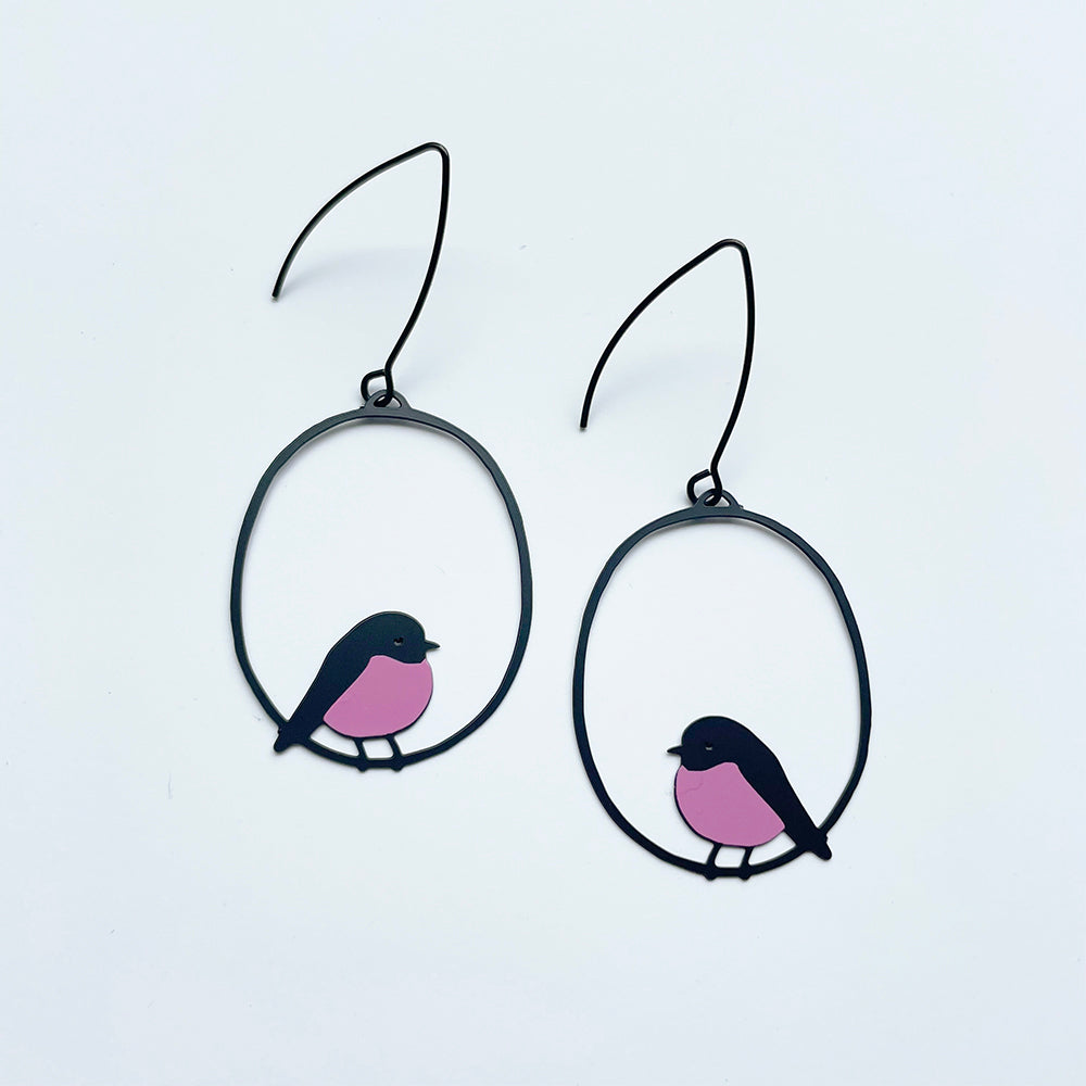 Denz - Midi Robin earrings in Pink/Black