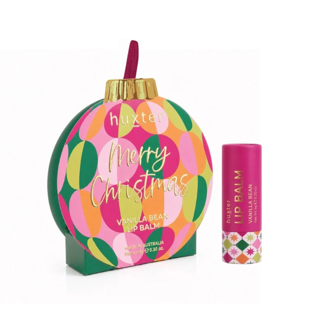 Huxter Hanging 9gm Lip Balm - Circles Green - Adorned Xmas - Vanilla Bean