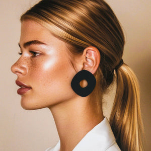 Mingled - Roca Big Statement Studs - Black
