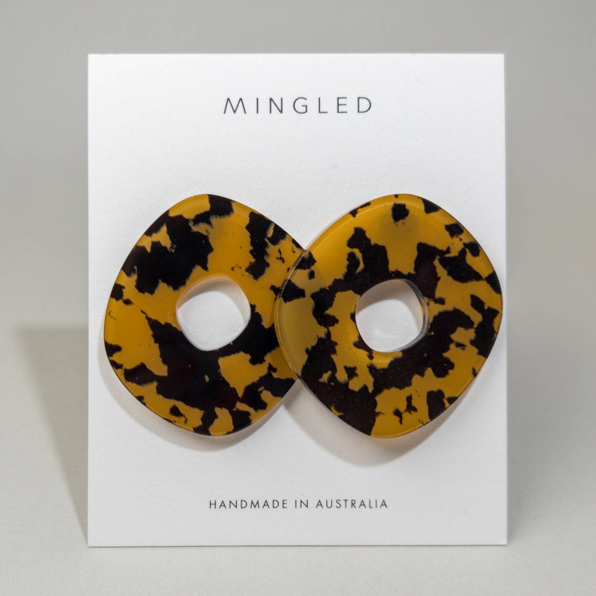 Mingled - Roca Big Statement Studs - Honey Tortoise Shell
