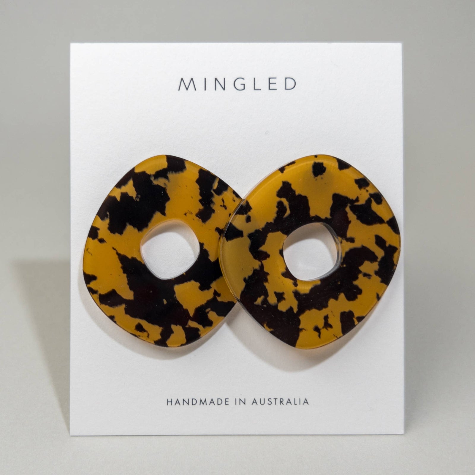 Mingled - Roca Big Statement Studs - Honey Tortoise Shell