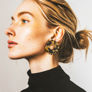 Mingled - Roca Big Statement Studs - Honey Tortoise Shell