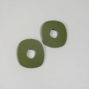 Mingled - Roca Big Statement Studs - Olive Green