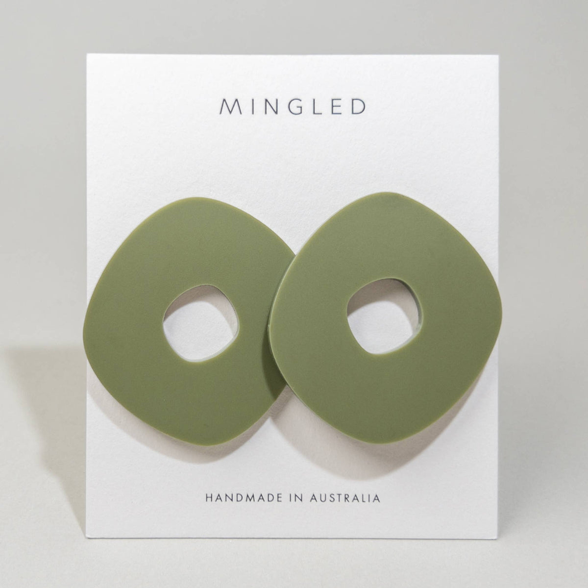 Mingled - Roca Big Statement Studs - Olive Green
