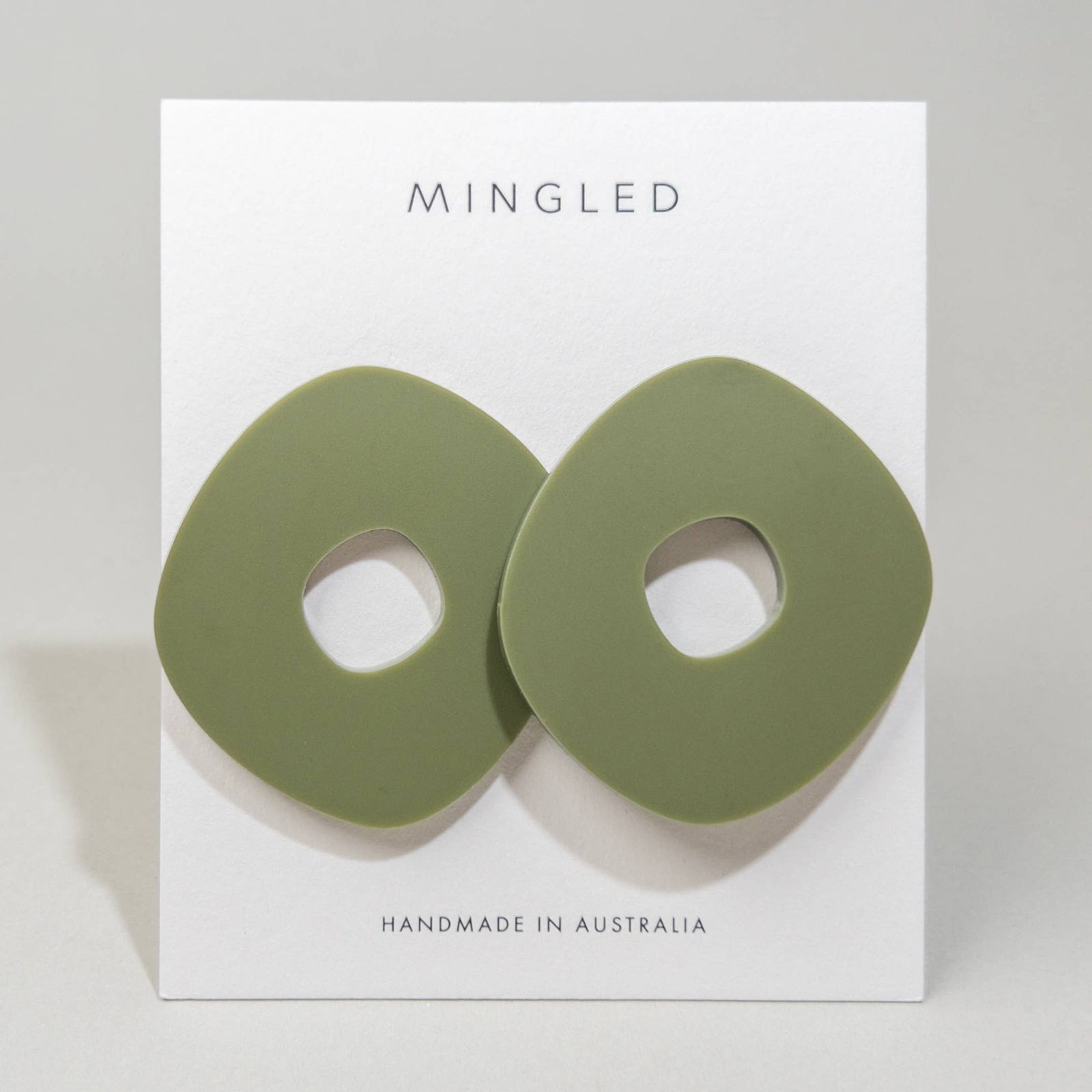 Mingled - Roca Big Statement Studs - Olive Green