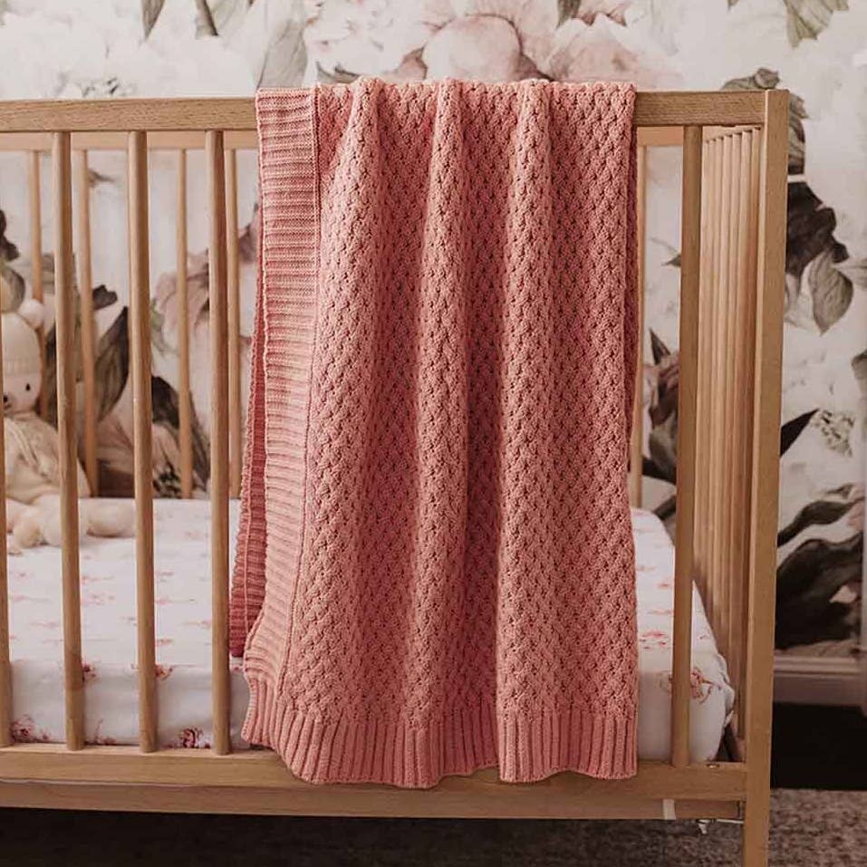 Snuggle Hunny - Rosa Diamond Knit Organic Blanket