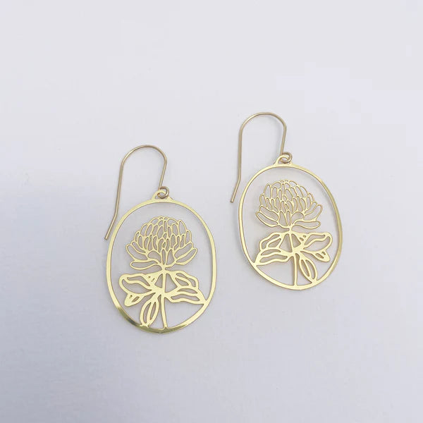 Denz - Waratah Flower earrings in Gold